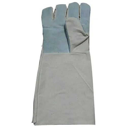 Canvas Leather Hand Gloves - Leather Coated, Free Size, Gray Color | New, Polished Finish, Durable and Comfortable Design, 1 Year Warranty, Unisex Safety Wear for Winter