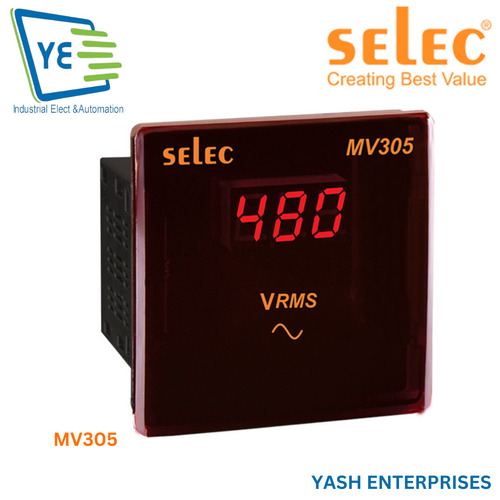 Led Voltmeter 1ÃÂ 96x96mm - PVC 96x96x50mm Black | 50-480V Measurement 0.5% Accuracy 3 Digit 7 Segment LED Display Panel Mount