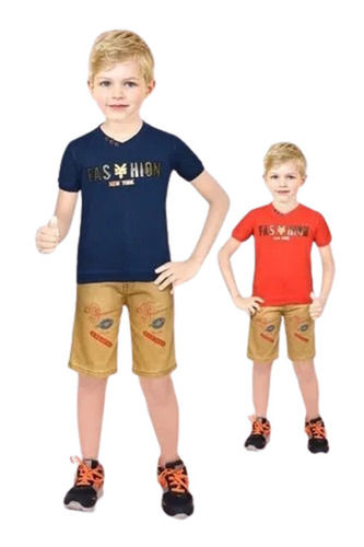 Casual Wear Readymade Regular Fit Short Sleeve Round Neck Printed Boys T Shirts