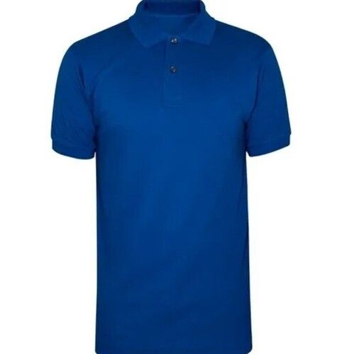 Polo Neck Plain Pattern Short Sleeves Mens Nylon T Shirt