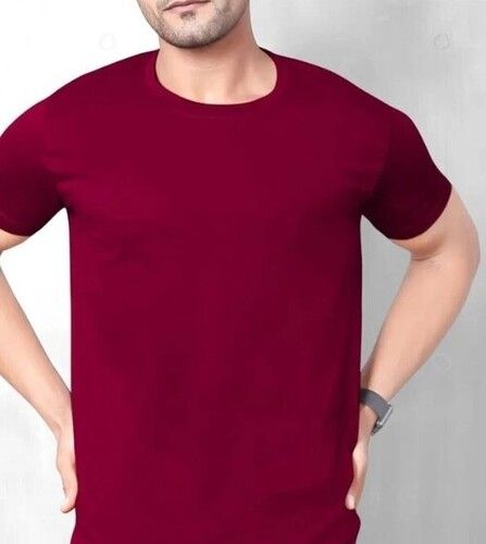 Round Neck Plain Pattern Short Sleeves Mens Dry fit T Shirt