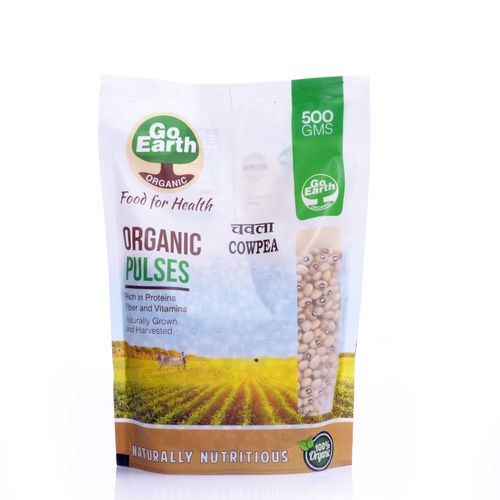 GO EARTH ORGANIC Indian Origin Organic Chawla Cowpea (Black-Eyed Pea) 500 gm