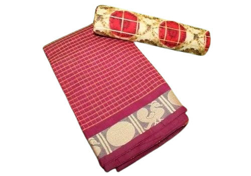 Pure Chettinad Cotton Sarees with Printed Cotton Blouse