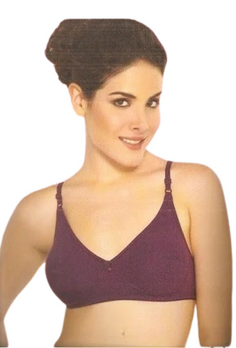 Cotton Ladies Bra - 32B 34B 36A 38A | Purple Lightweight Breathable Skin-Friendly 3/4th Coverage Trendy Neckline Fade and Wrinkle Resistant