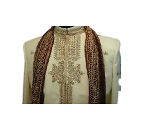 Wedding Wear Regular Fit Full Sleeves Breathable Readymade Embroidered Mens Sherwani