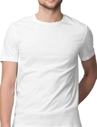 White Color Round Shape Plain Pattern Mens T Shirts