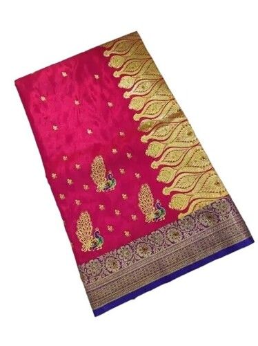 Banarasi Embroidery Satin Silk Saree - Soft Touch Fabric, Affluent Designs, Noticeable Presence | Embroidered, Various Colors, Party Wear, All Seasons