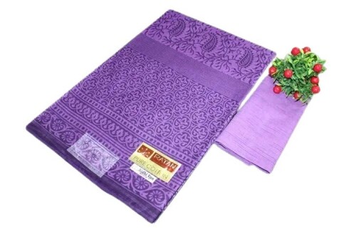 Casual Wear Hand Block Printed Mul Mul Cotton Saree - Soft Touch Fabric, Unique Design, Eye Catching Look | Skin-Friendly, Available in Various Colors for All Seasons