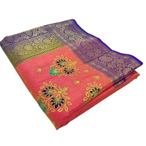 Banarasi Satin Silk Fabric Hand Work Saree - Satin Silk, Various Colors | Elegant Style, Soft Touch, Unique Design, Skin-Friendly
