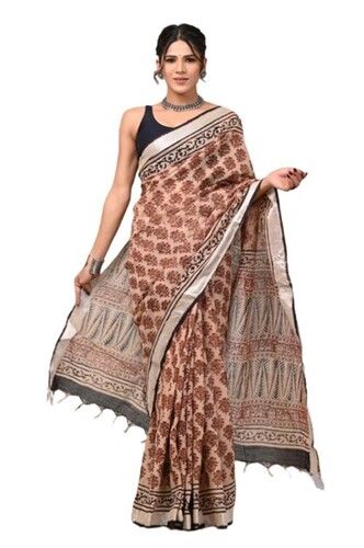Jaipuri Linen Cotton Saree For Festive Wear