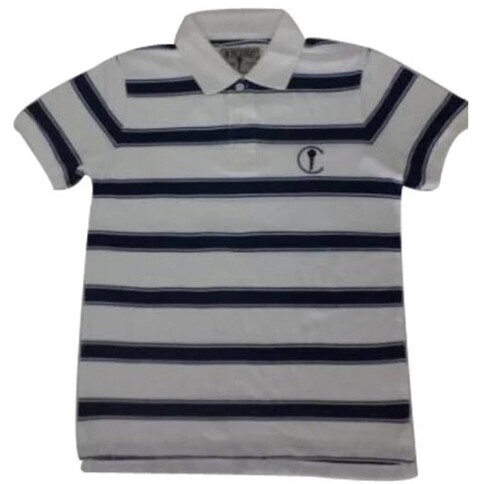 Multi Color Striped Pattern Short Sleeves Kids Polo T-Shirt