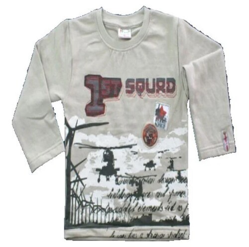 White Color Printed Pattern Full Sleeves Kids Casual T Shirts