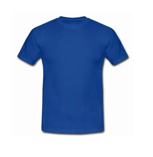 Blue Color Plain Pattern Round Neck Short Sleeves Mens T Shirt