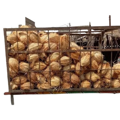 Semi Husked Coconut - Standard Size, Organic Cultivation, Very Good Quality, 100% Pure, Good for Health, Dried Brown Matured Coconut, Whole Oval Shape