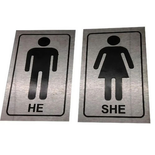 SS Toilet Sign Board - Rectangular Shape, Custom Size Options , Rust Resistant and Easy to Clean Finish