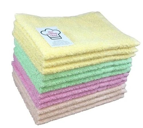 Square Shape Skin-Friendly Water Absorbent Ultra Soft Touch Plain Cotton Hand Towels