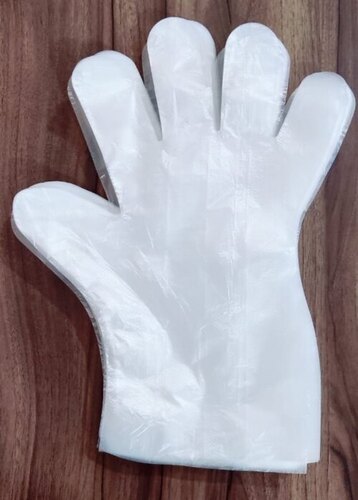 White Disposable Full Finger Hand Gloves - Hdpe Material, Medium & Plus Size | Eco-friendly, Plain Design, Ideal For Cleaning & Food Use