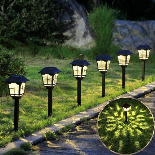 Black Color Metal And Glass Material Garden Lamp