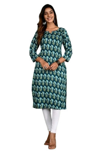 Rayon Printed Straight Kurti