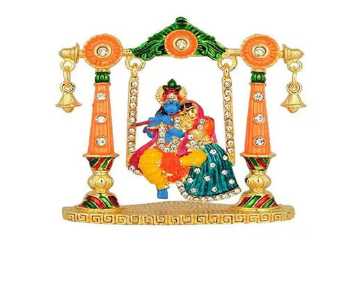 Radha Krishna Jhoola Statue - New Ceramic 9x8x8 cm Painted | Eco-Friendly, Durable, Easy to Clean