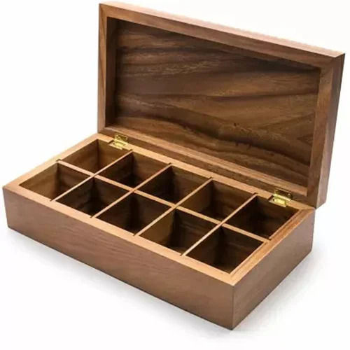 Brown Rectangular Wooden Tea Box