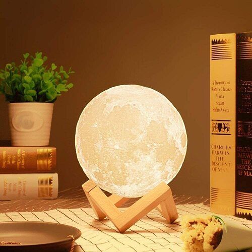 Karaksh 3D 7 Color Changing Moon Night Rechargeable Night LED Lamp