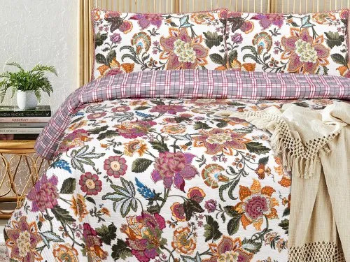 Smooth Texture Printed Cotton Quilted Bed Cover