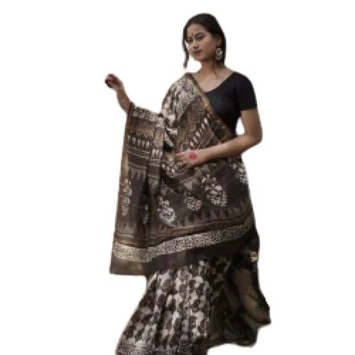 Casual wear Linen Cotton Printed Saree