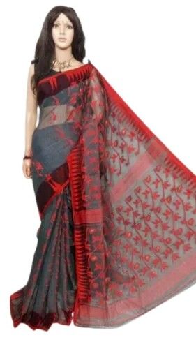 Cotton Silk Soft Dhakai Jamdani Handloom Saree For Party Wear