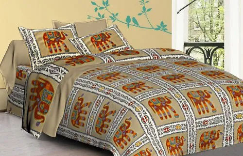 Ajrak Print Cotton Double Bed Sheet