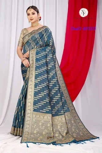 Party Wear Silk Saree - Glossy Silk Fabric, Various Colors , Elegant Style for All Seasons