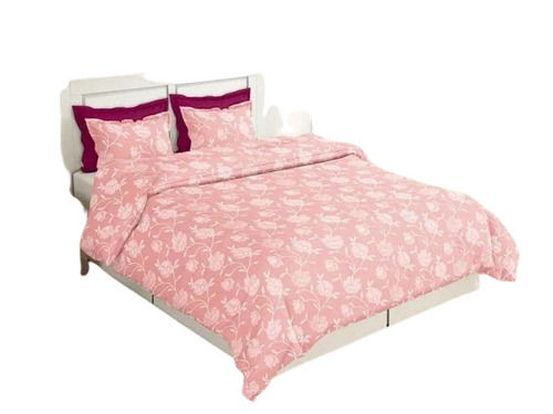 Peach Rose Floral Printed Cotton Double Bed Sheet Set