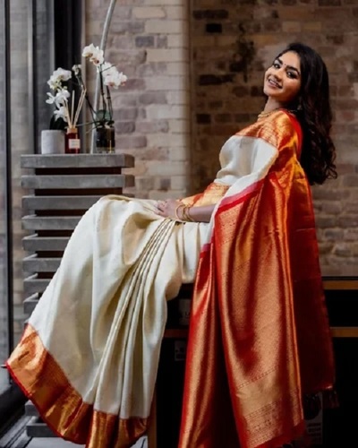 Plain Party Wear Banarasi saree
