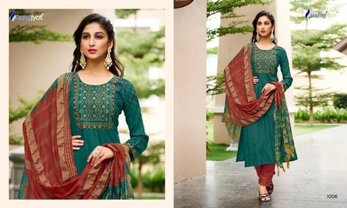 Rayon Embroidered Kurti With Dupatta