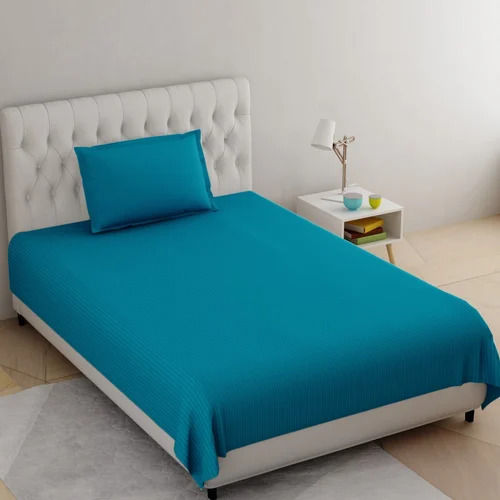 Sea Green Cotton Satin Plain Single Bed Sheet