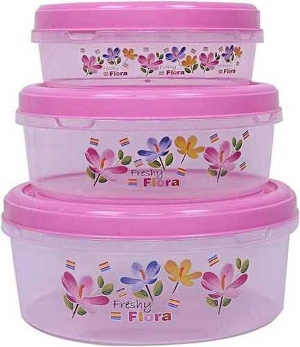 Floral Design Plastic 3 Pieces Food Saver Container Set