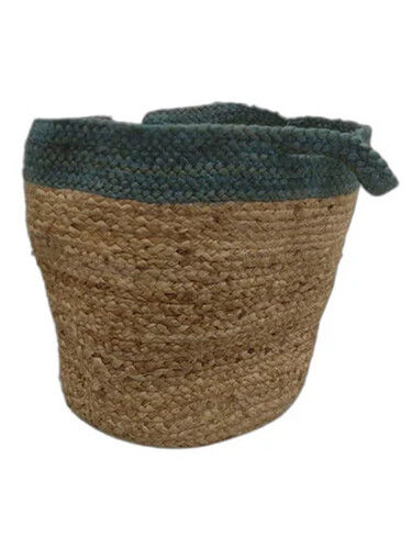 Blue Handle Natural Jute Rope Weaved Basket