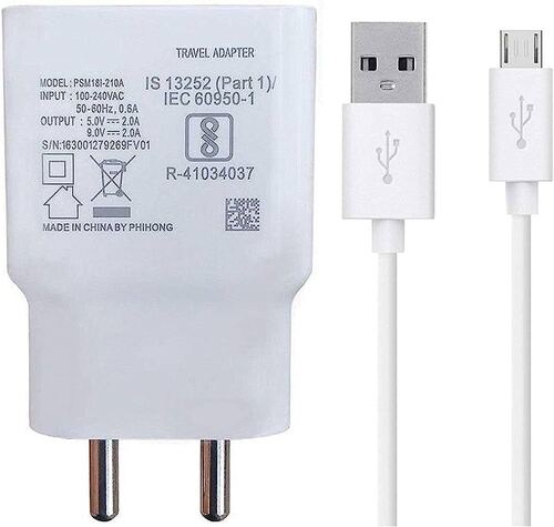 Fast Charging And Heat Resistant White Mobile Phone Charger