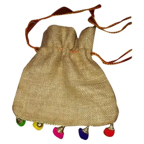 Handmade Brown Jute Potli Bag