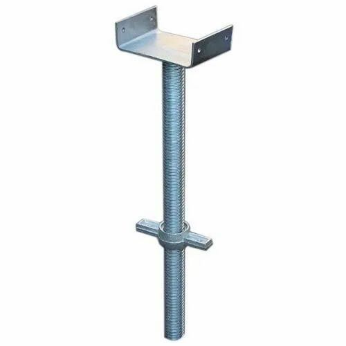 Scaffolding U Jack - Mild Steel, 3 Inch Diameter, 3 Inch Length, Silver Color | High Strength, Corrosion Resistant, Easy to Install, Heavy-Duty, Polished Finish