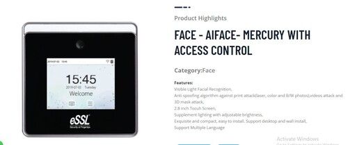 Portable Face Aiface Mercury With Access Control Biometrics System