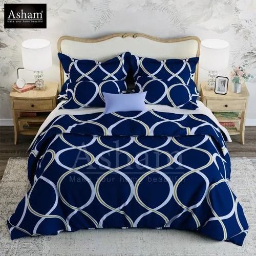 Blue Color printed cotton bed sheet