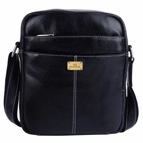 Brown Adjustable Genuine Leather Side Bag