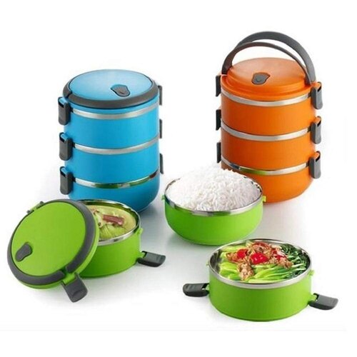 Stainless Steel Round Lunch Box - Various Sizes Available | Easy to Carry, Fancy Design, Tested for Quality, Ideal for Daily Use
