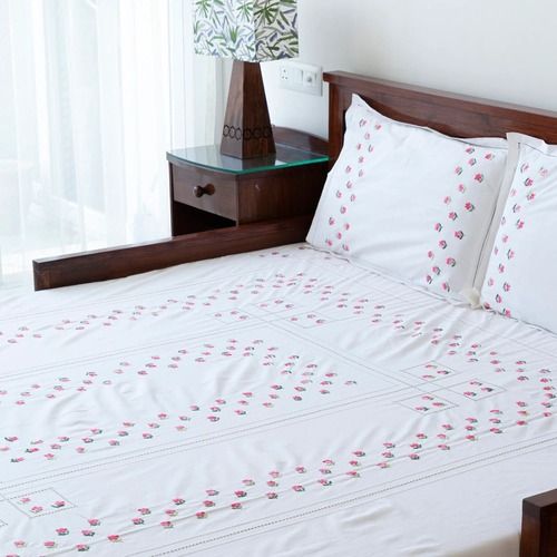 White Printed bed sheets