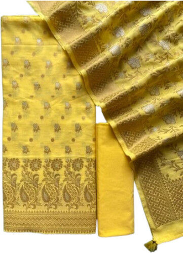 Unstitched Woven Banarasi Cotton Suit