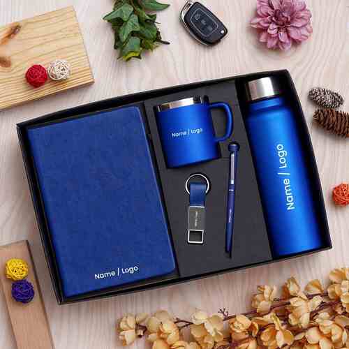 Corporate Combo Gift Box - Durable Eco-Friendly Design | Customized Logo, Vibrant Blue Color, Perfect for Corporate Gifting