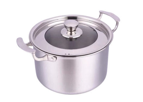 Silver Color Round Shape Tri-Ply Stainless Steel Soup Pot 