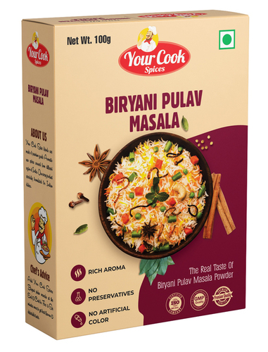 Biryani Pulav Masala - 100gm Food Grade Dark Brown Powder | Blended, Rich in Taste, Healthy and Nutritious, Store in Cool & Dry Place, 9 Months Shelf Life