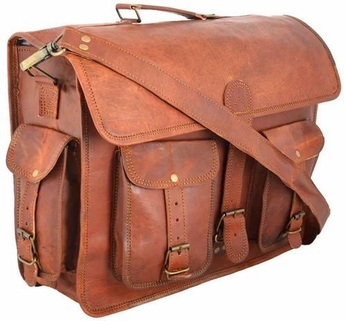 Canvas Lining Leather Messenger Bag